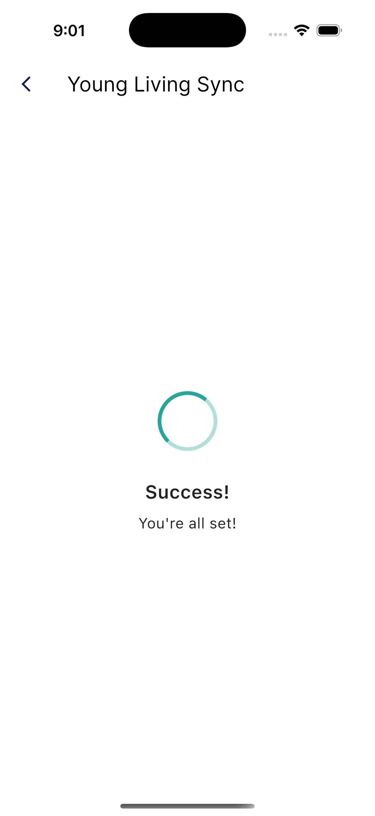 Brief success confirmation after signing in to Young Living