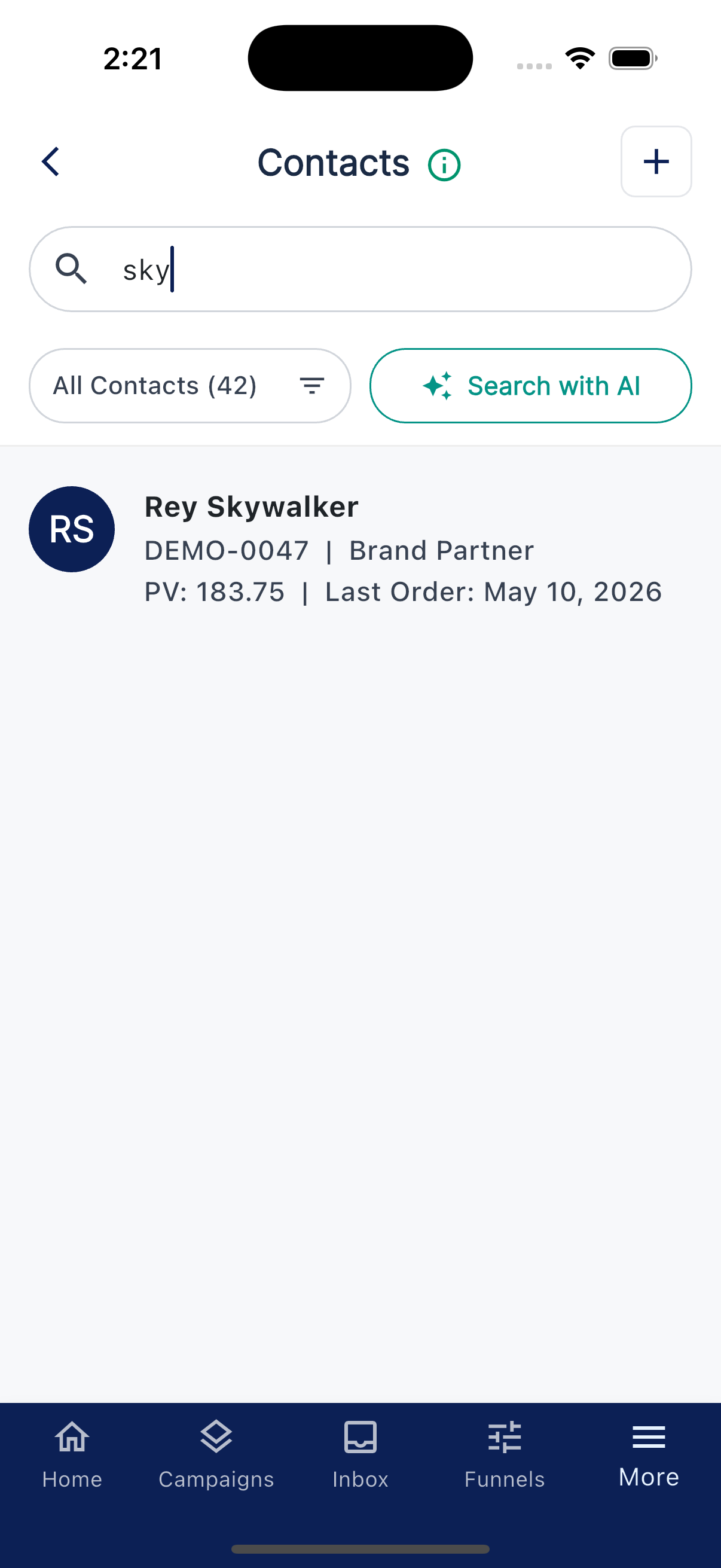 Search interface with active query