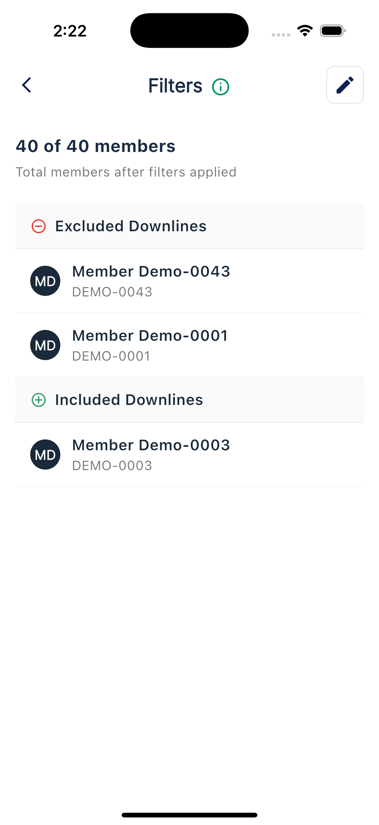 Filters list