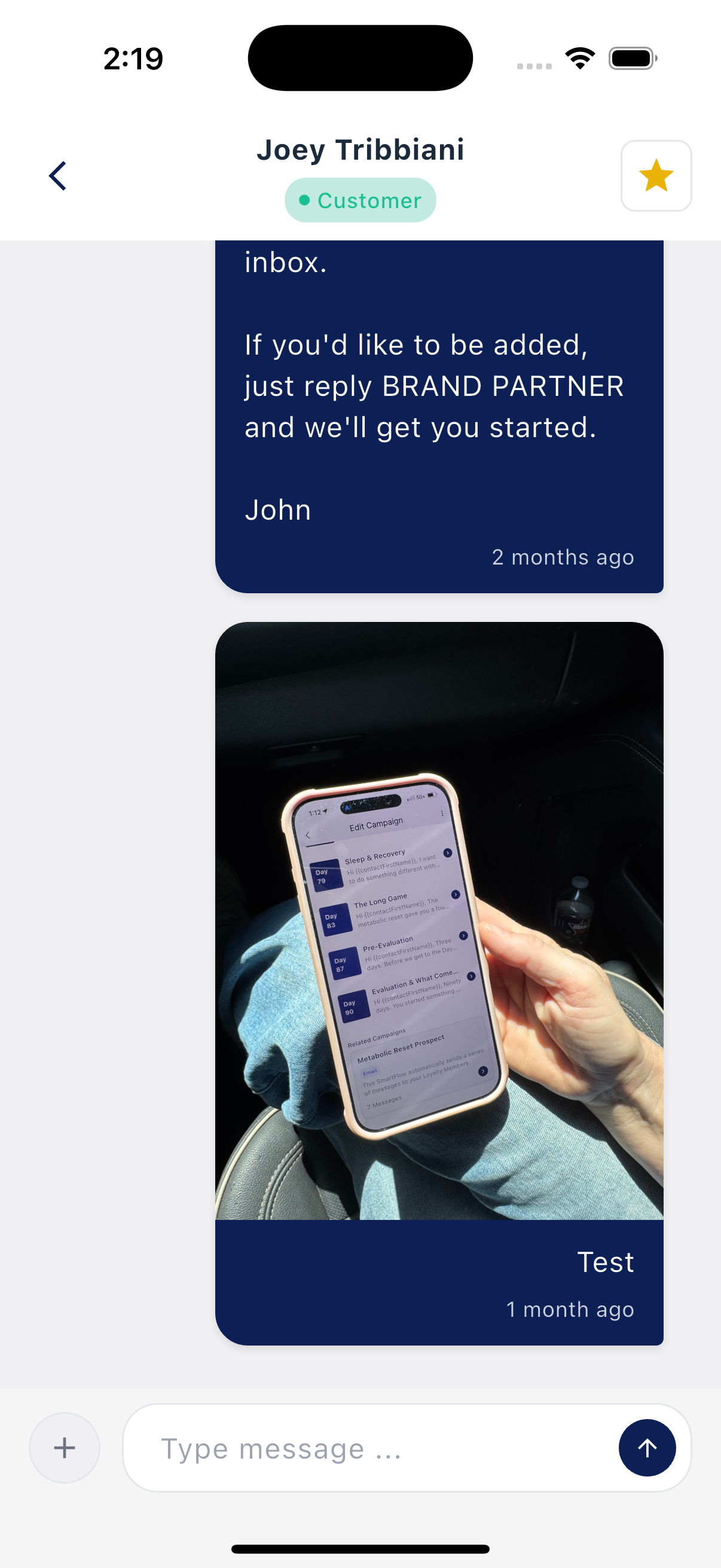 Open conversation thread with one contact