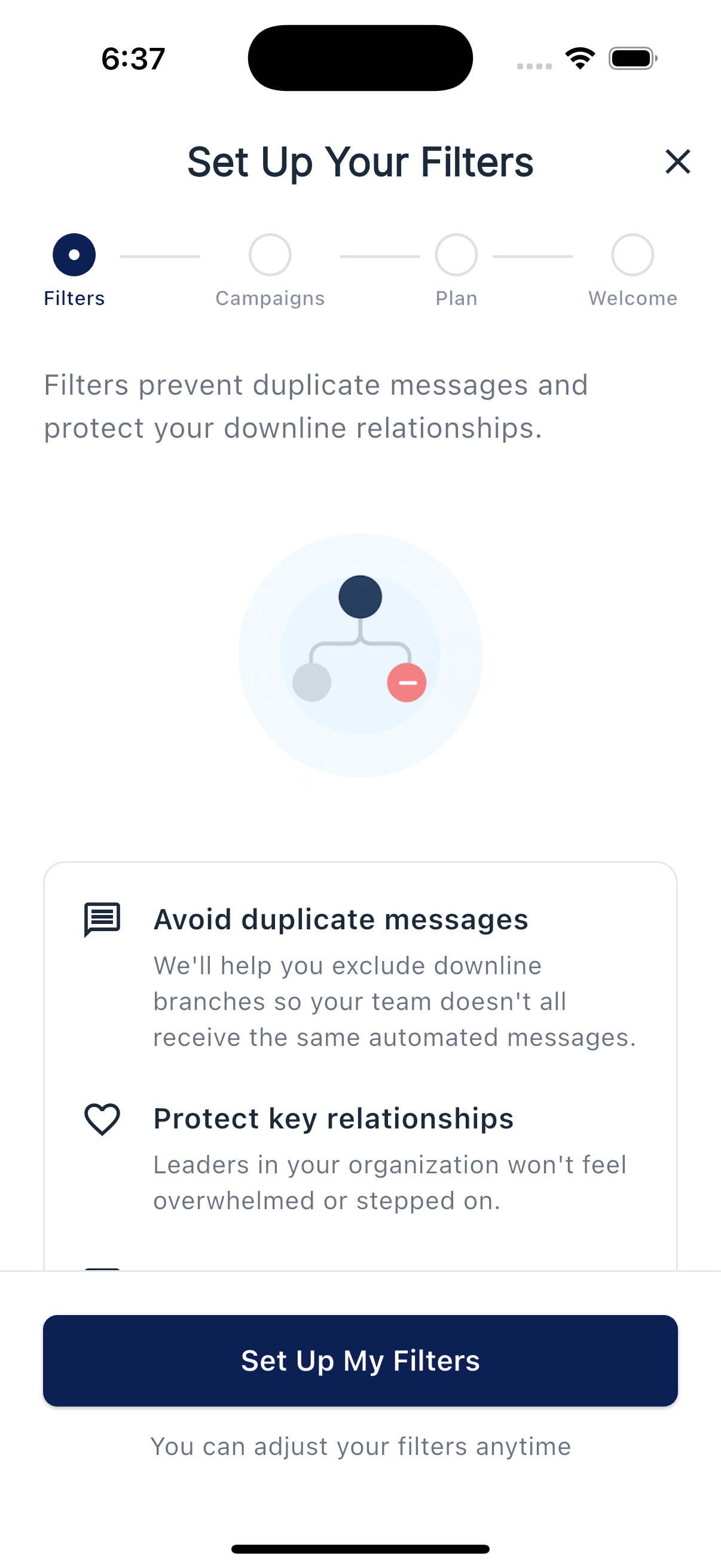 Set Up Your Filters intro screen