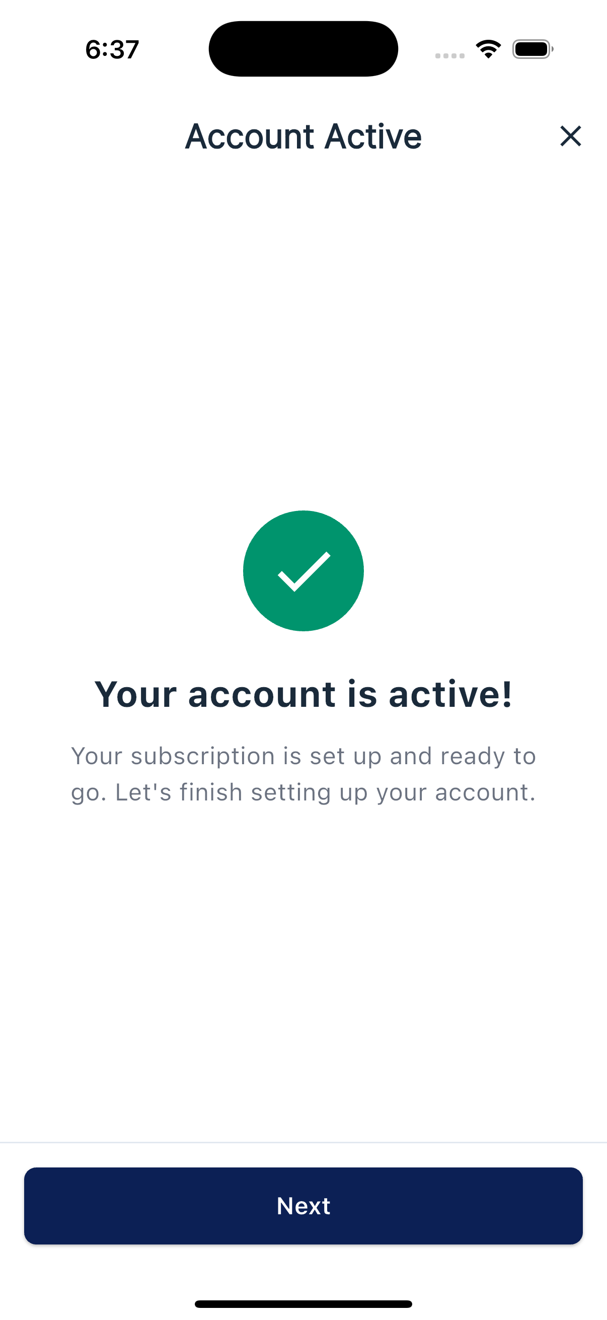 Checkout success celebration screen