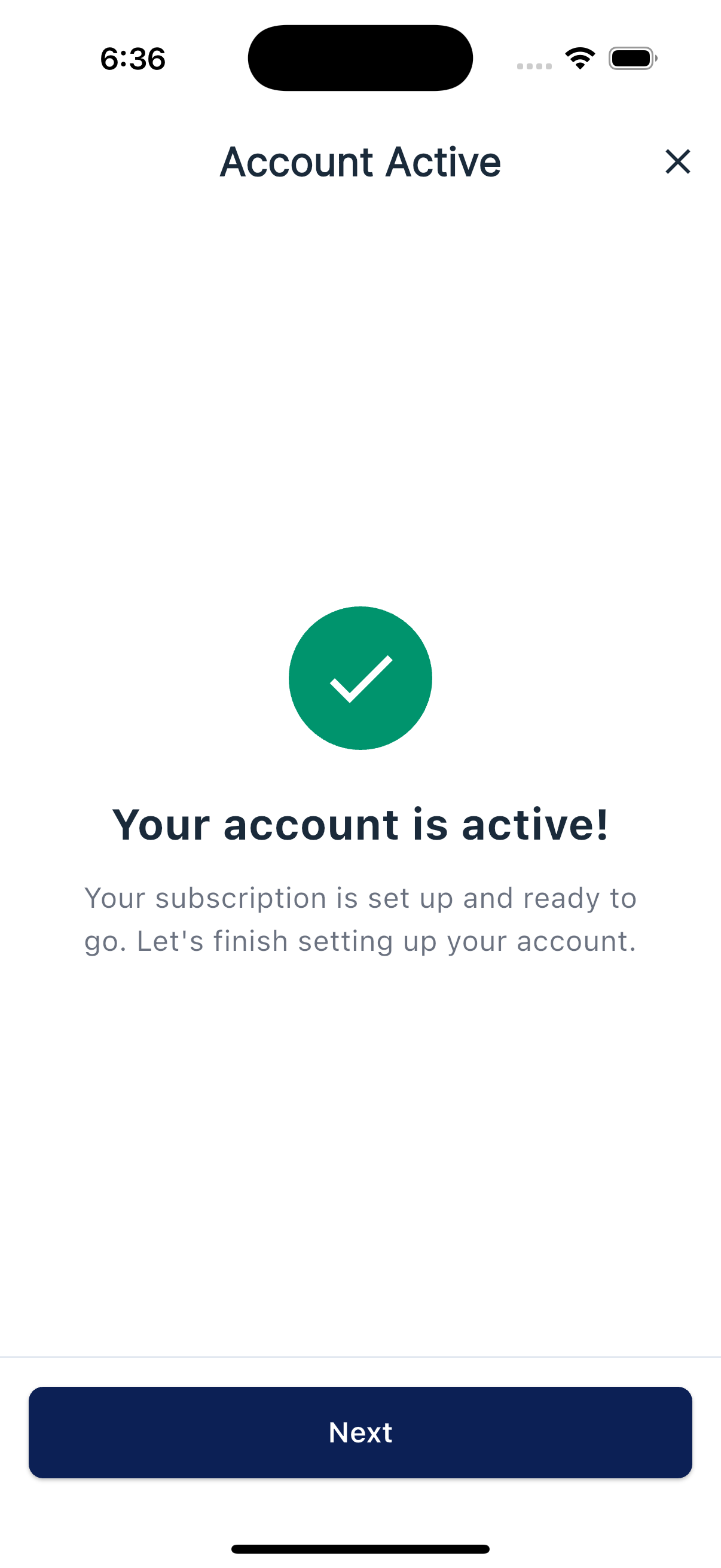 Checkout success celebration screen