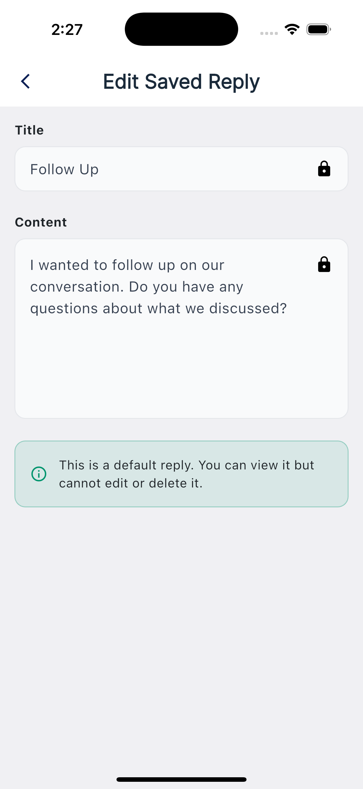 Editing an existing saved reply