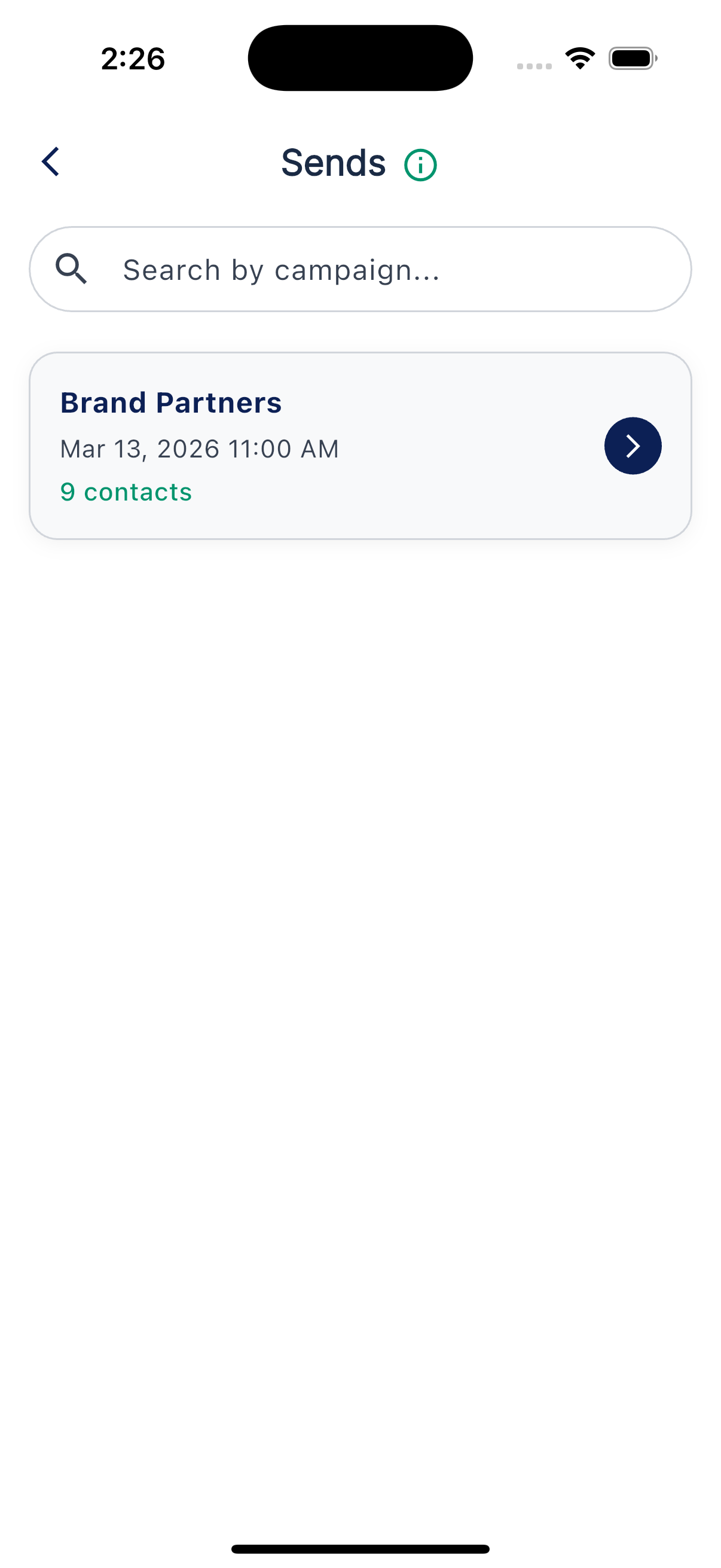 Sends list with past campaign deliveries